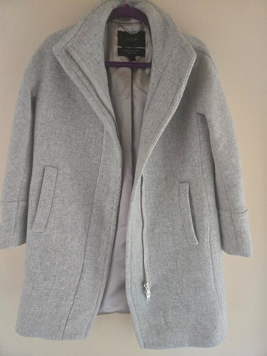 j crew gray stadium wool zip coat size 2 - Picture 1 of 5